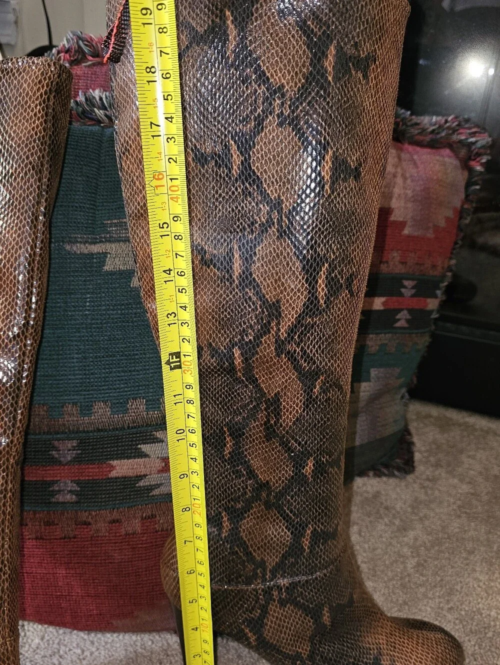 Never Worn. Impo Stretch Ontic Snakeskin Knee High Boots. **Read Description**